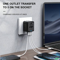Global Travel Adapter with USB & Type-C Charging Universal Wall Charger with