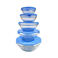 Set of 5 Glass Bowls with Lids