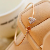 Gold Plated Heart Crystal Bracelet Bangle