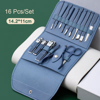 16 Pcs Stainless Steel Portable Nail Clipper Set Professional Pedicure Kit