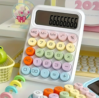 Aesthetic Mechanical Calculator Candy-Colored, Battery-Free with Large
