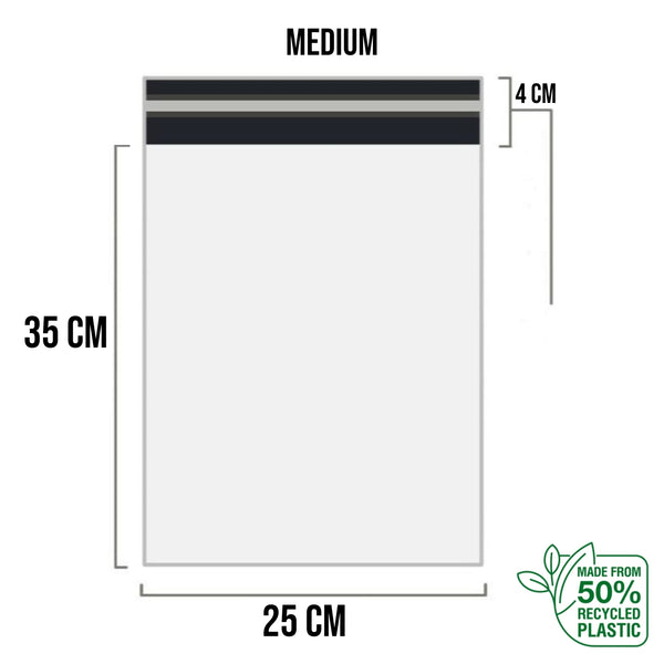 White Shipping Bag Recycled Poly Mailer Flyers Upto 500 Bags [25cm X 35cm +