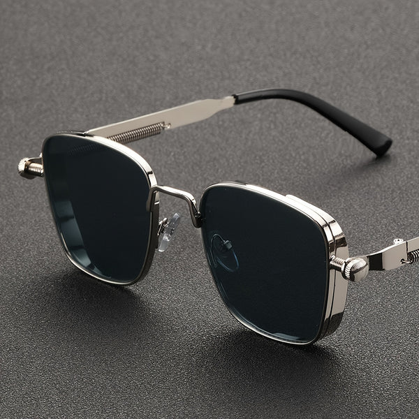 Retro Steampunk Silvery Square Metal Frame Trendy Glasses, Suitable for Both