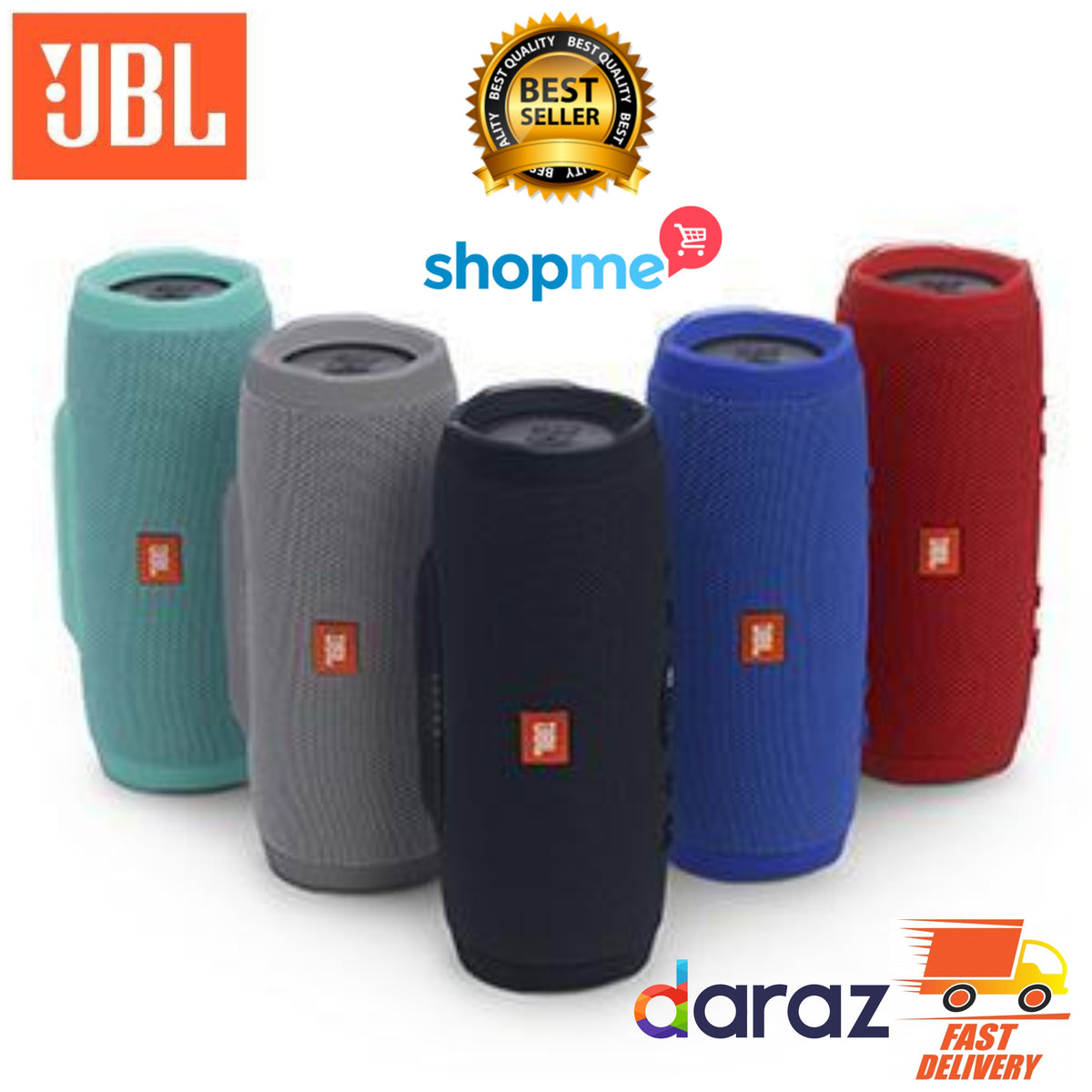 Charge 3 Waterproof Portable Bluetooth Speaker with Built-in Powerbank
