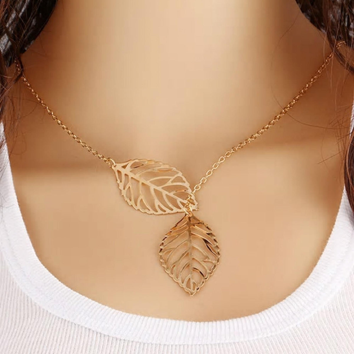 Gold Plated Leaf Pendant Necklace