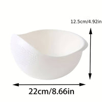 1pc Premium Plastic Rice & Vegetable Washing Basket - Durable Strainer for