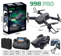 998 Pro Drone with 2.4" Screen & Dual Camera, 4k HD Foldable Rc Quadcopter