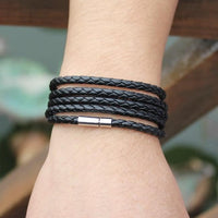 Men's Leather Bracelet - Black