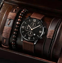 Men's Watch Set - 4 Piece Quartz Watches with Bracelets for Stylish