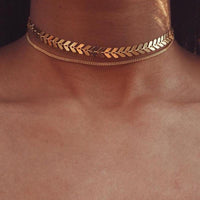 Two Layer Gold/Silver Arrow Choker Necklace