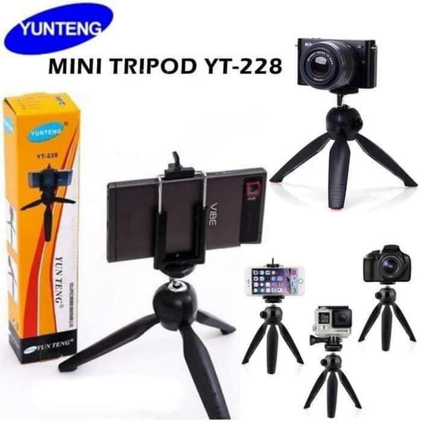 Yunteng Yt-228 Mini Tripod Stand with Phone Holder Clip for Digital DSLR