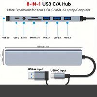 Usb Hubs Type C Aluminum Body High Speed Splitter 5Gbps for PC Computer