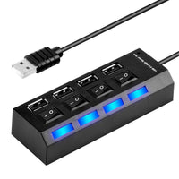 High Speed 4 Ports USB 3.0 Hub with On/Off Switch USB Hub for Desktop Laptop