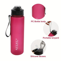 Grinkwell 26oz Frosted Sports Water Bottle - Leakproof, BPA-Free PC with