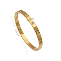Classic Simple 18k Golden Plated Titanium Steel Bangle with Synthetic Cubic