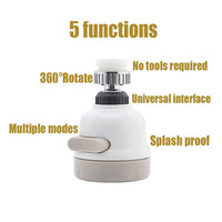 360 Rotating Kitchen Tap Extension 3 Modes Adjustment Abs Water Saving Tap