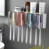 Family Toothbrush Holder Wall Mounted with 4Cups , Kids Favorite Candy