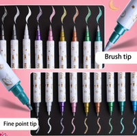 10 Metallic Brush and Fine Tip Marker Pens Glitter Ink for Scrapbooking