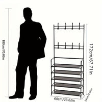 Black Five Layer Coat and Hat Rack, Simple Plastic Multifunctional Storage