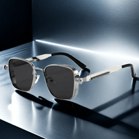 Retro Steampunk Silvery Square Metal Frame Trendy Glasses, Suitable for Both