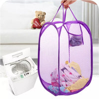 Foldable Hollow Net Mesh Clothes Laundry Basket Storage Bag Hamper Pouch