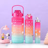 3 Pack Water Bottles Set with 2l Large Bottle 900ml Portable Bottle and