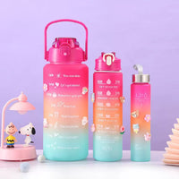 3 Pack Water Bottles Set with 2l Large Bottle 900ml Portable Bottle and