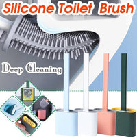 Mini Toilet Brush with Holder Set Long Handled Black Silicone Toilet Cleaner