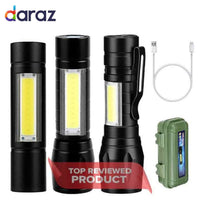 Mini LED Rechargeable Flashlight Light Camping COB Light Flashlight