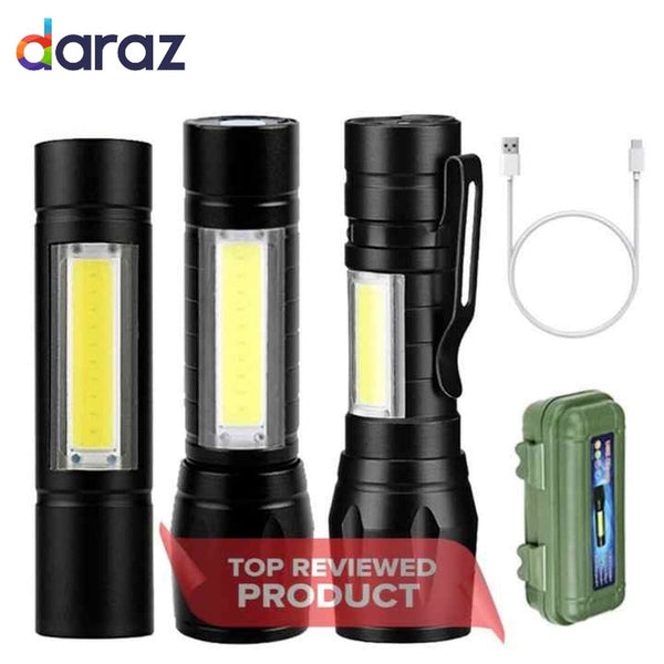 Mini LED Rechargeable Flashlight Light Camping COB Light Flashlight