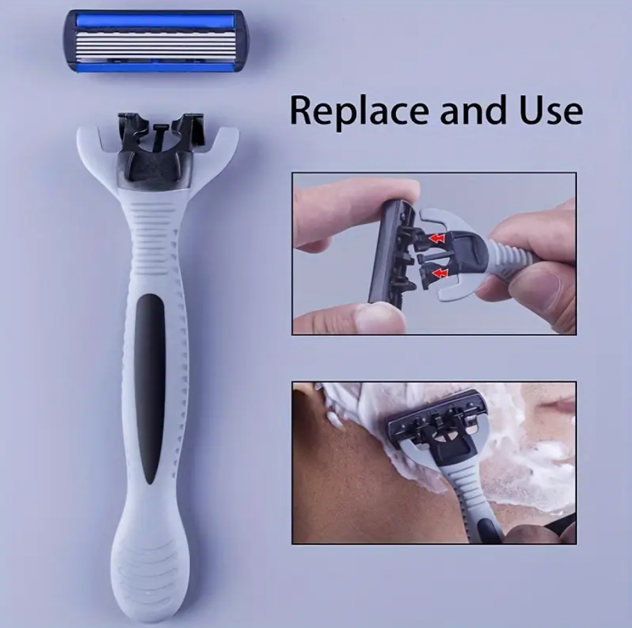 Men's and Women's Manual Safety Razor with 6 Layers of Stainless Steel Hair