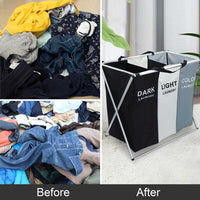 Dirty Clothes Storage Basket Three Grid Organizer Basket Collapsible Large