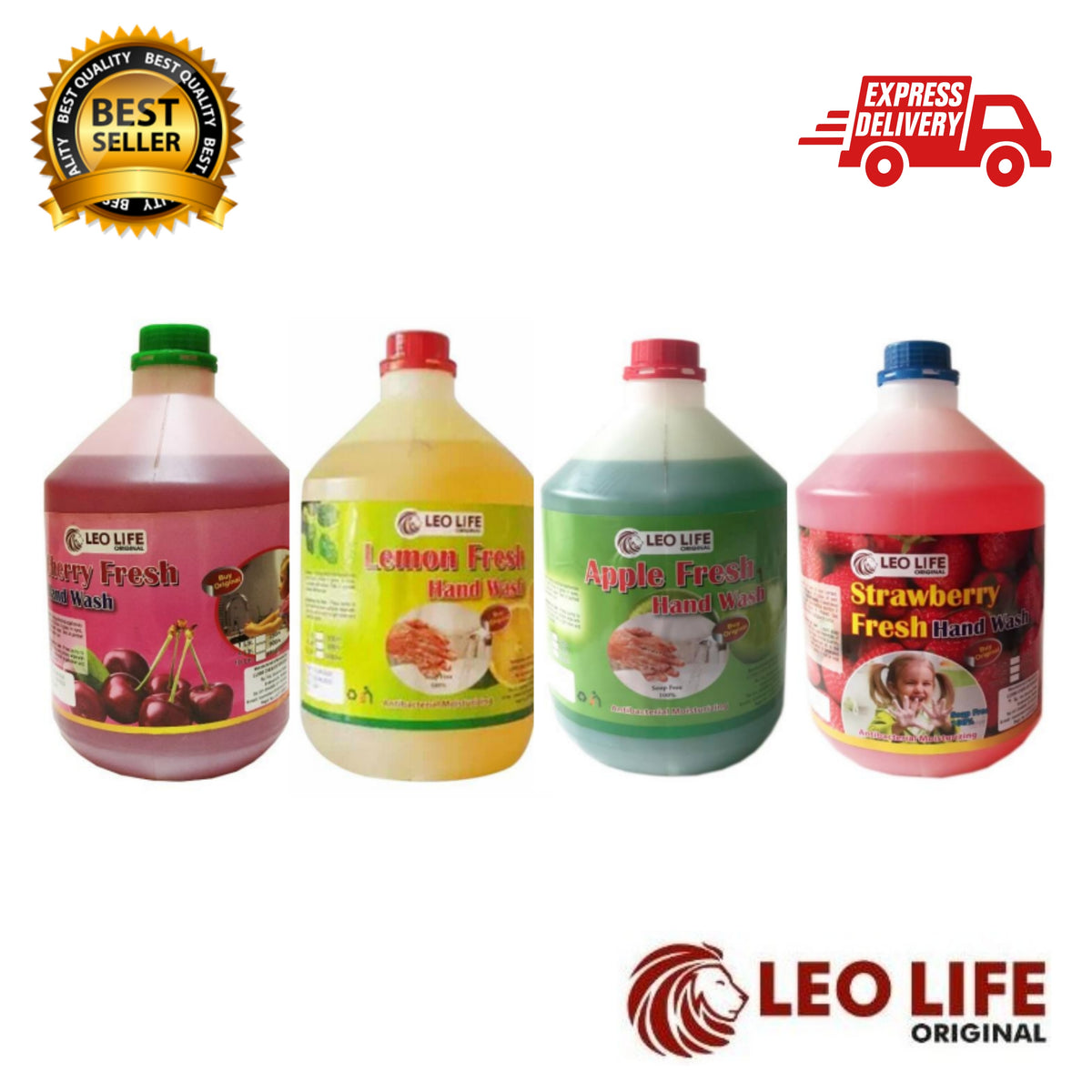 Mega Deal Cherry Apple Lemon & Strawberry Fresh Hand Wash 4l Antibacterial