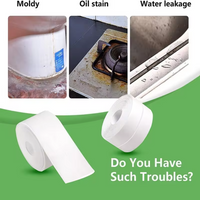 1-roll Self-Adhesive PVC Caulk Tape Waterproof, Mold-Proof Sealing Strip for