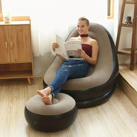 Comfortable Inflatable Sofa Set with Footrest 2pcs Air Lounge Chairs for