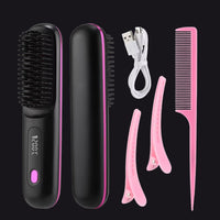 Cordless Hair Straightener Brush, Rapid Heating, Hot Comb Hair Straightener