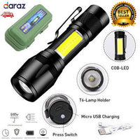 Xpe COB LED Flashlight Adjustable Focus Camping Torch Pen Clip Light
