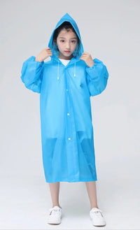Kids Children Raincoat Rainsuit Long Hoodie Cover Waterproof Rain Poncho