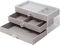 1pc Deluxe Crystal-Clear Acrylic 3-Layer/1Layer Drawer Jewelry Storage Box