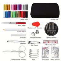 90pcs Compact Travel Sewing Kit with Assorted Threads, Needles, Scissors
