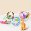Self-entertaining Cat Toy Cage Mouse Ball with Feathers, Stimulates Hunting