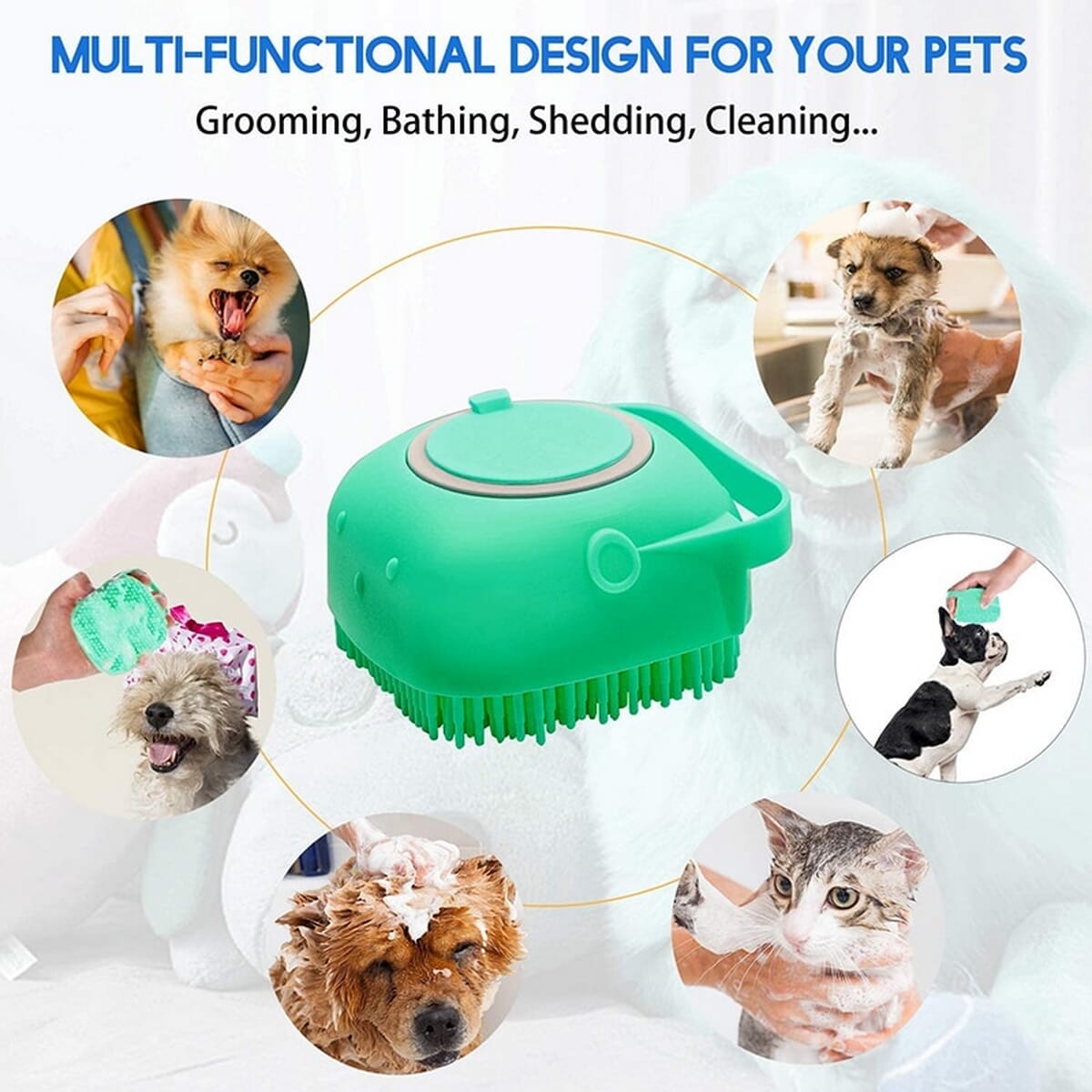 Pet Dog Shampoo Silicone Brush - Cat Massage Comb & Grooming Scrubber