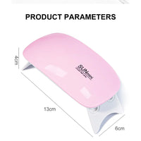6w Mini Nail Dryer Machine Portable 6 LED UV Manicure Lamp Home Use Nail
