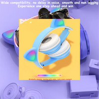 P47m Cute Fashion Cat Ears Wireless Headphones Flash Light LED RGB Gaming