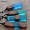 Wood Resin Necklace Pendant, with Adjustable Woven Rope Chain - Jewelry