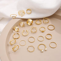 Set of 22 Elegant and Simple Style Women's Fashion Stackable Open Rings Set