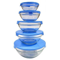 5 Glass Bowls Set with Lids - No Break Guarantee Shipping