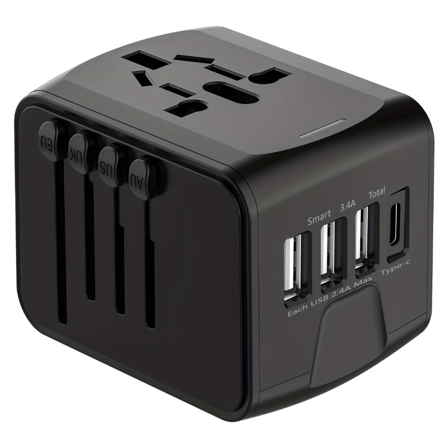 Global Travel Adapter with USB & Type-C Charging Universal Wall Charger with