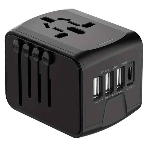 Global Travel Adapter with USB & Type-C Charging Universal Wall Charger with