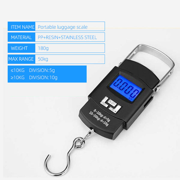 Electronic Portable Fishing Hook Type Digital LED Screen Luggage Weighing